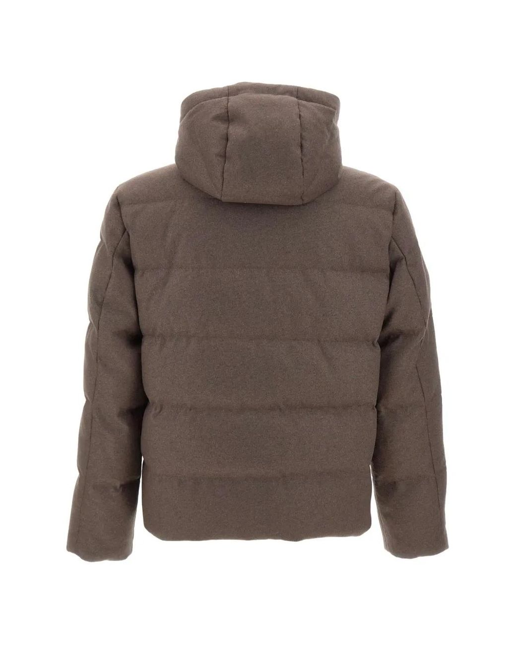 Eleventy Brown Quilted Cashmere Down Jacket for men