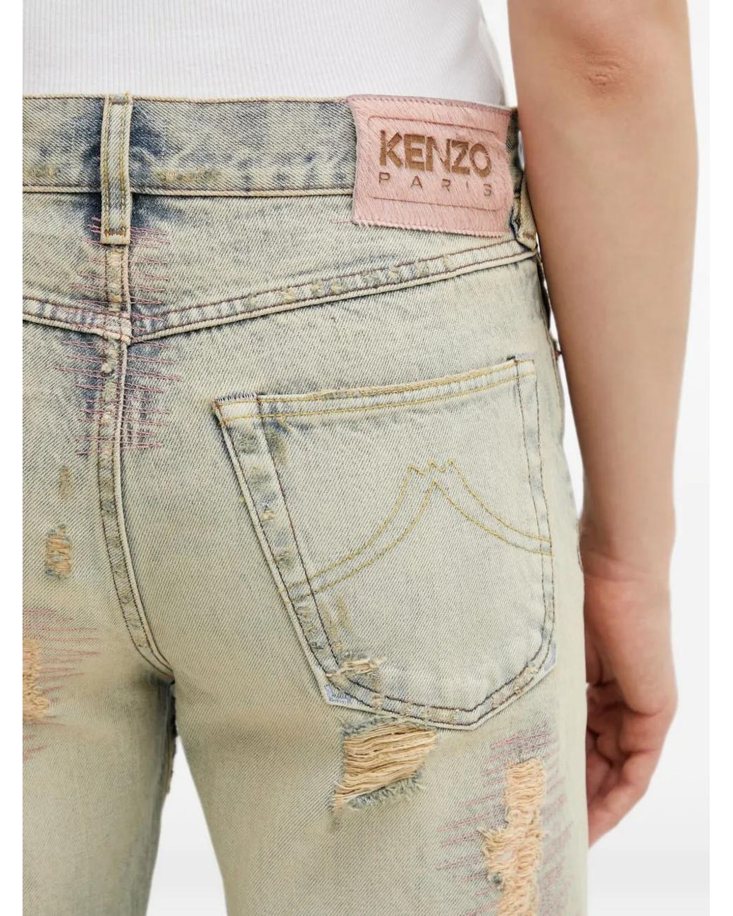 KENZO Gerafelde Straight Jeans in het Gray