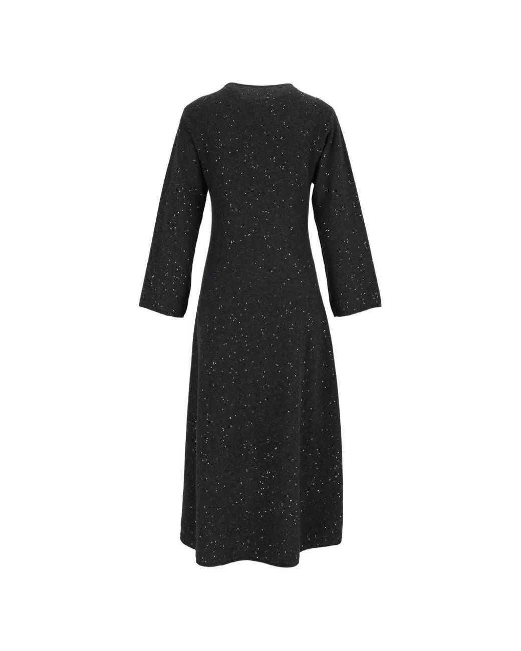 Antonelli Black Sequin-Embellished Long-Sleeve Maxi Dress