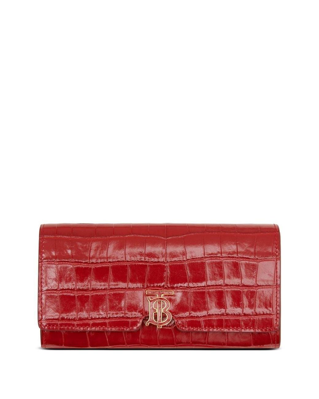 Burberry Crocodileembossed Leather Purse in Red Lyst