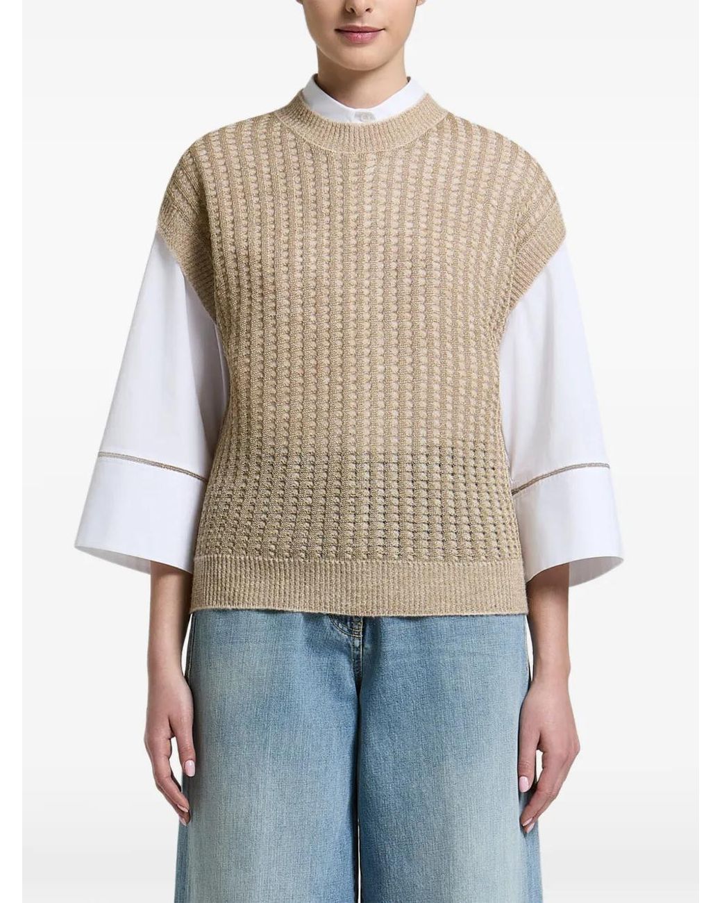 Peserico Natural Open-Knit Vest