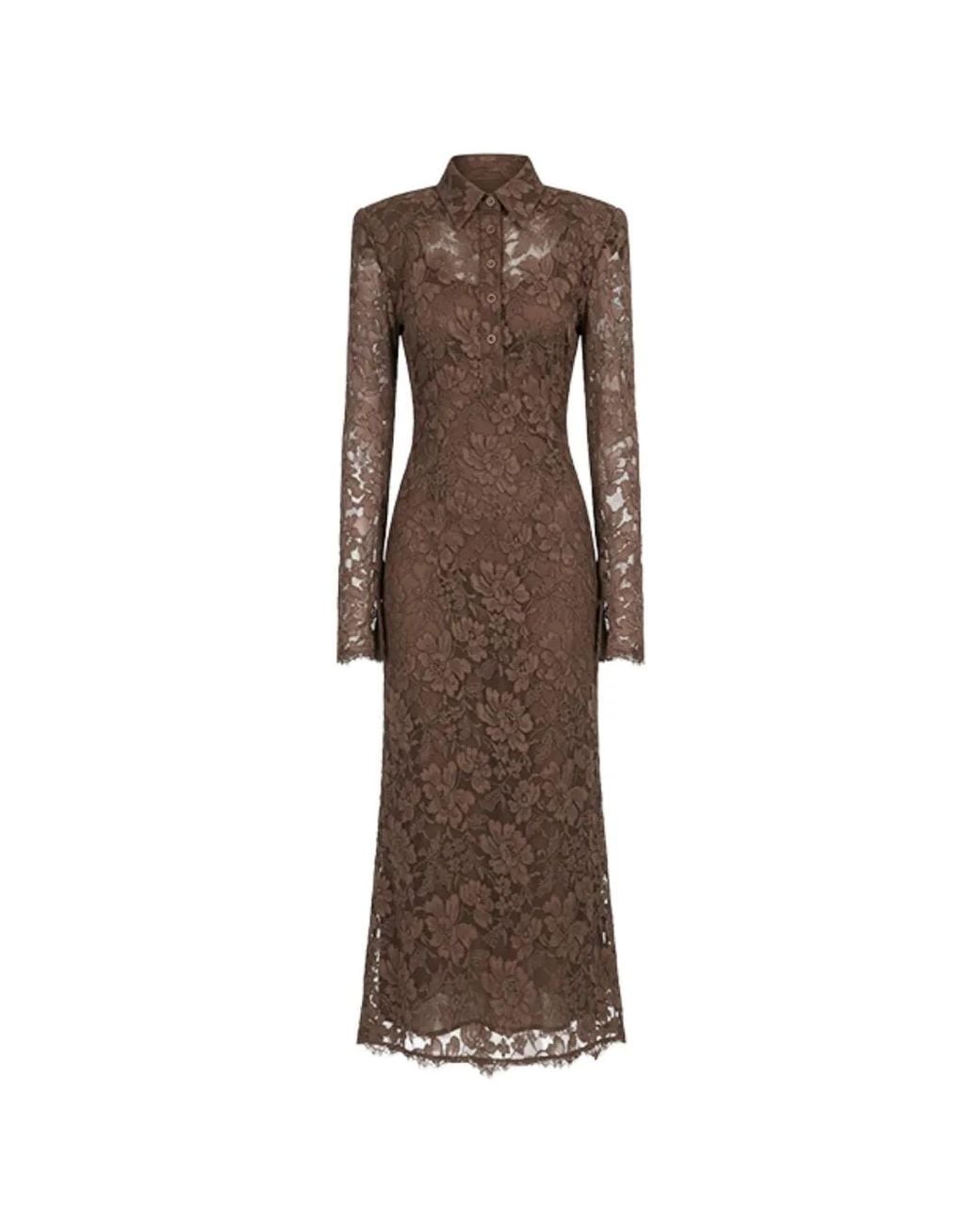 ROWEN ROSE Brown Robe Longue À Col V