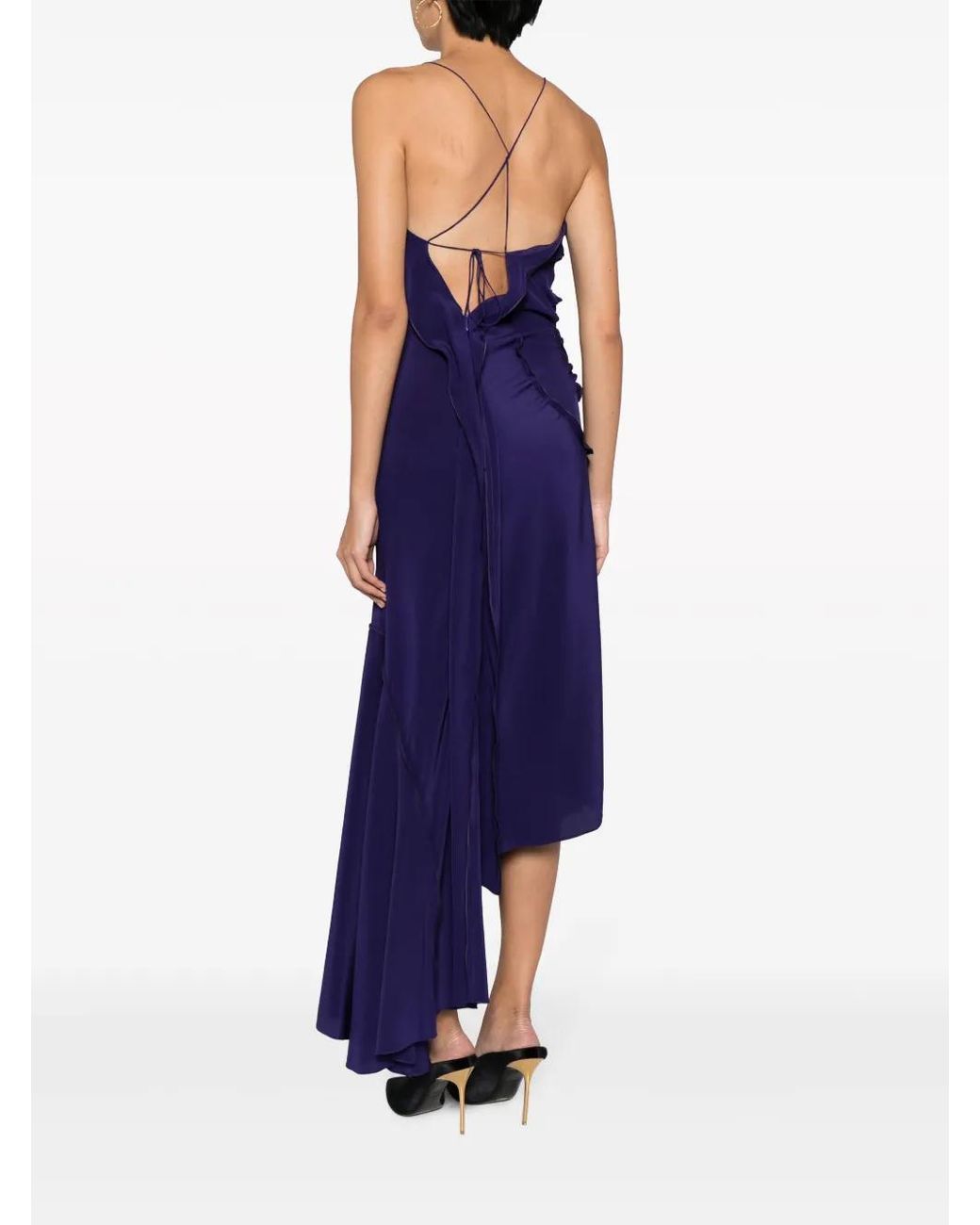 Victoria Beckham Blue Asymmetric Silk Dress