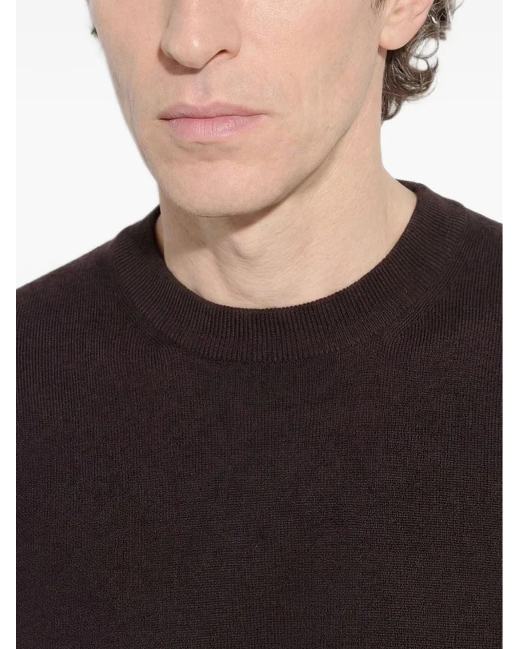 Paolo Pecora Black Crew-Neck Wool Sweater for men