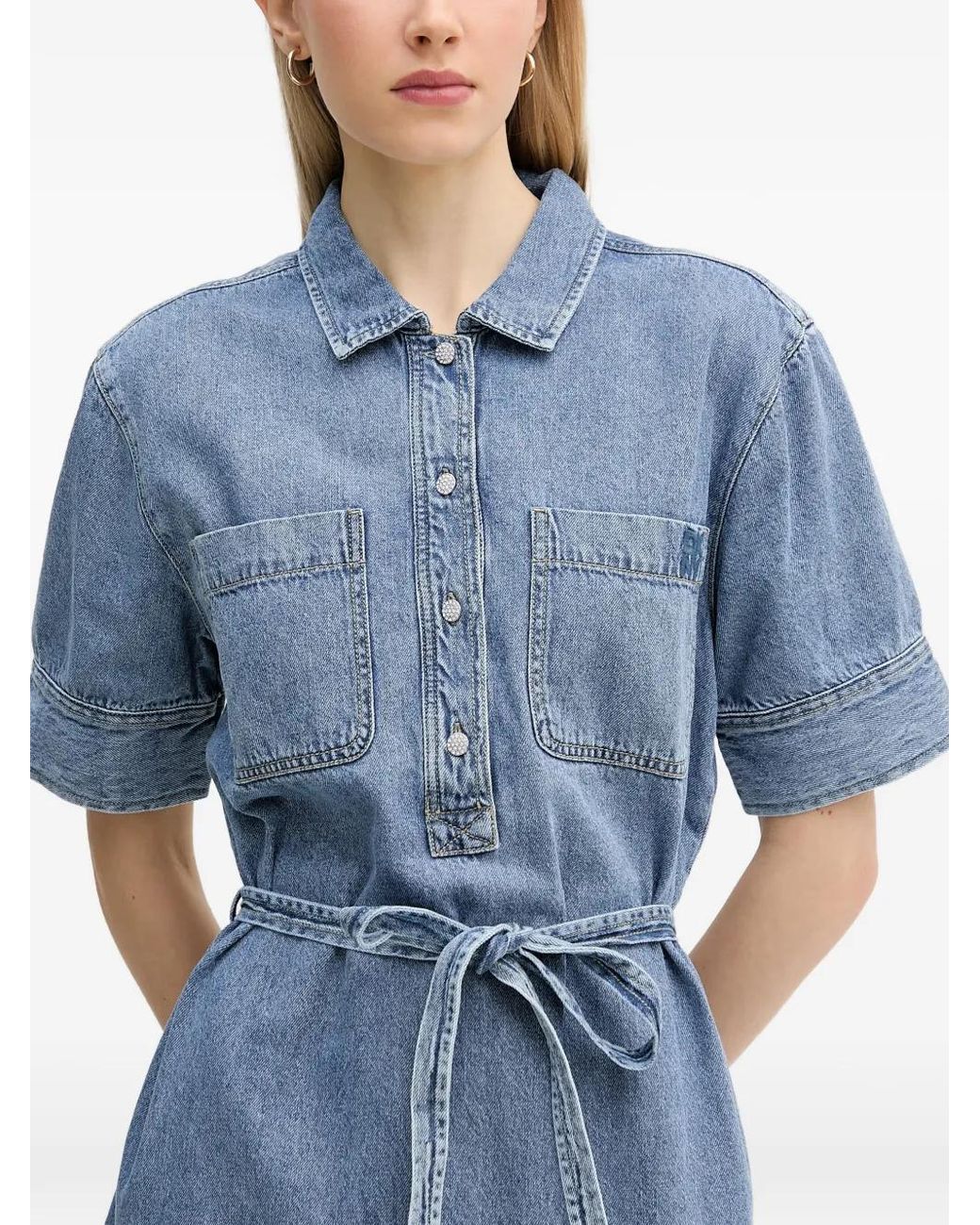 DKNY Blue Belted Denim Mini Dress
