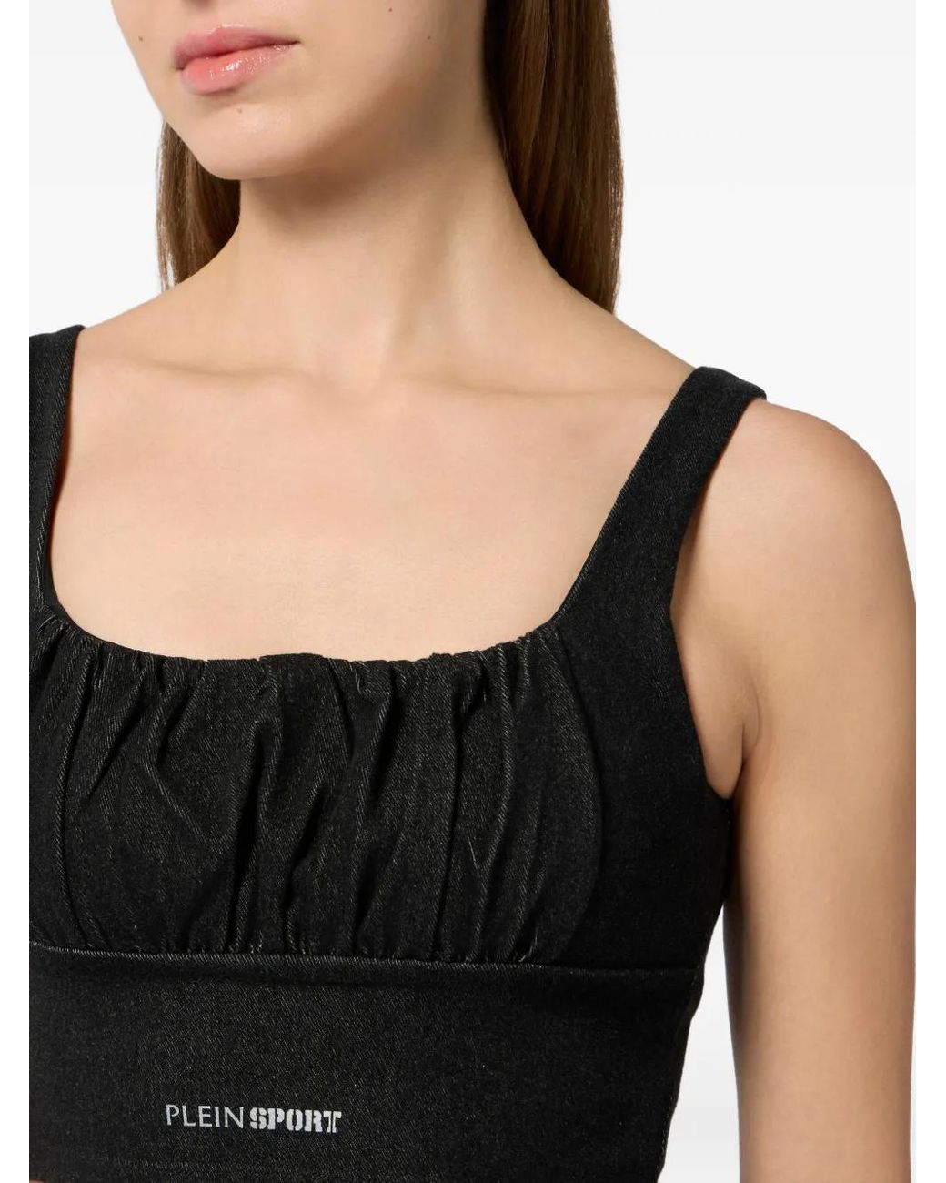 Philipp Plein Black Logo-Print Crop Top