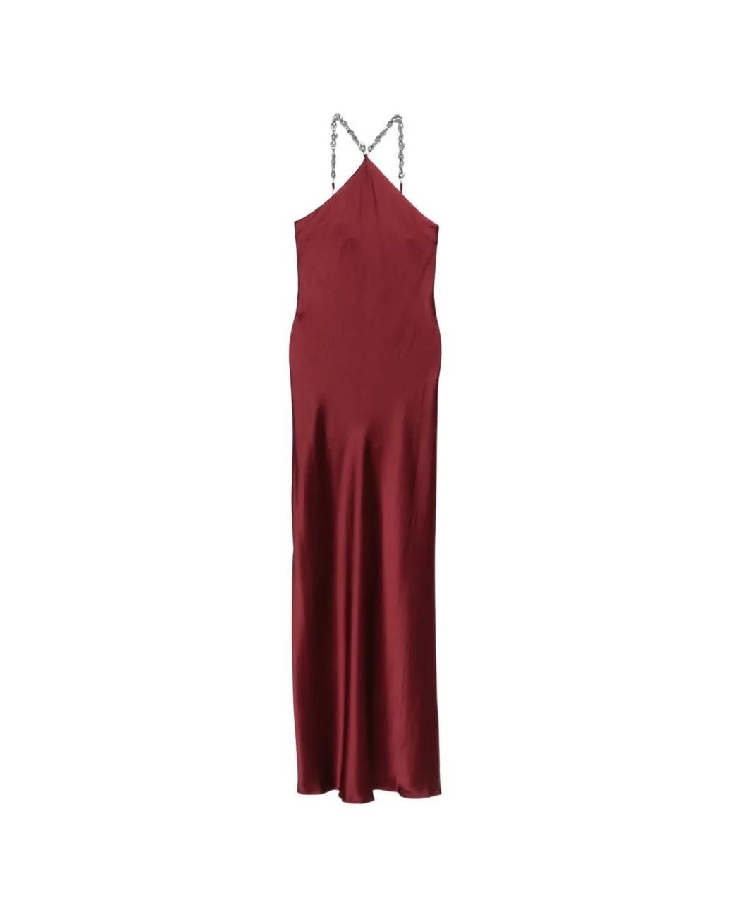 Staud Red Cadence Beaded-Halterneck Maxi Dress