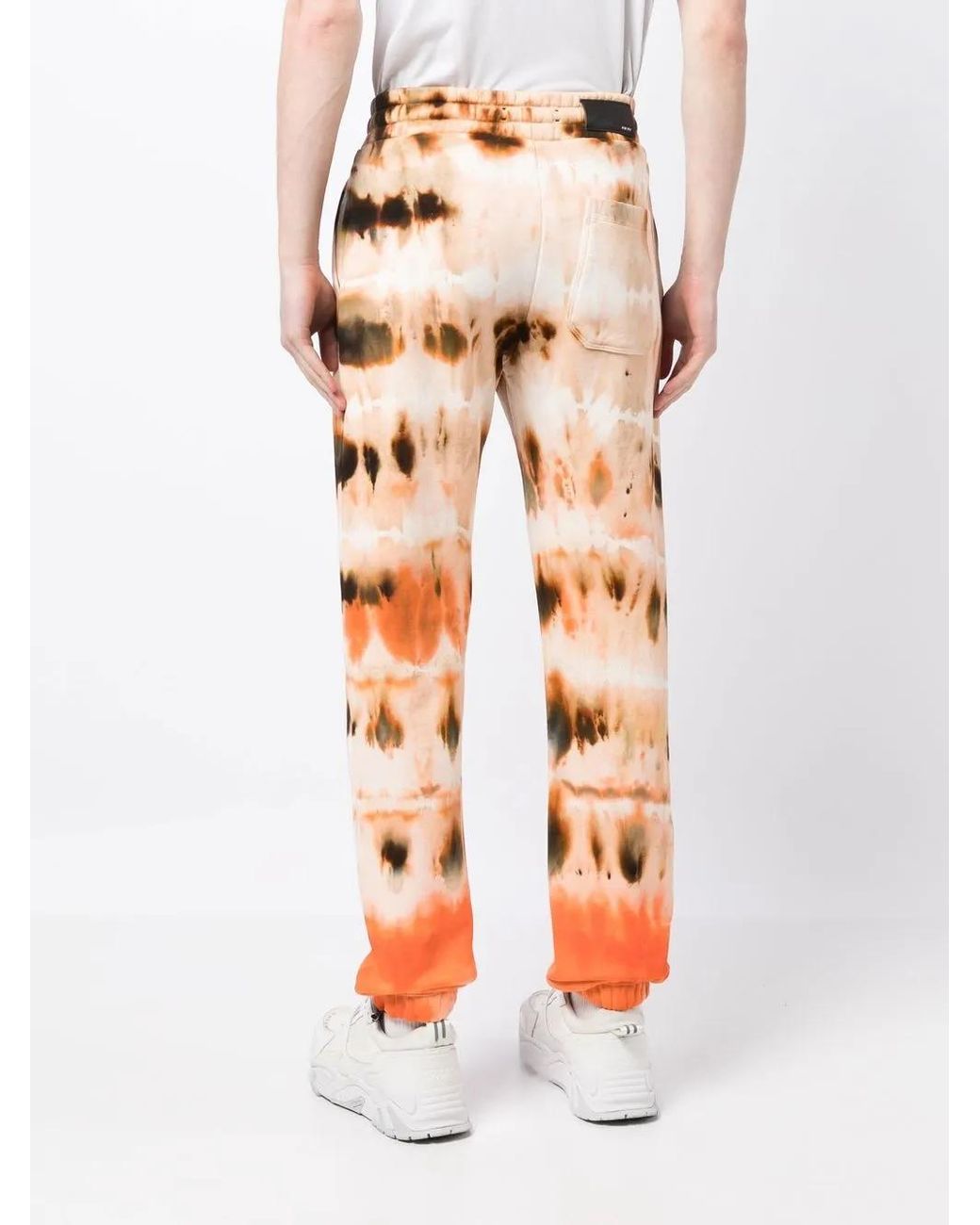 Amiri Orange Tie-Dye Print Cotton Track Pants for men