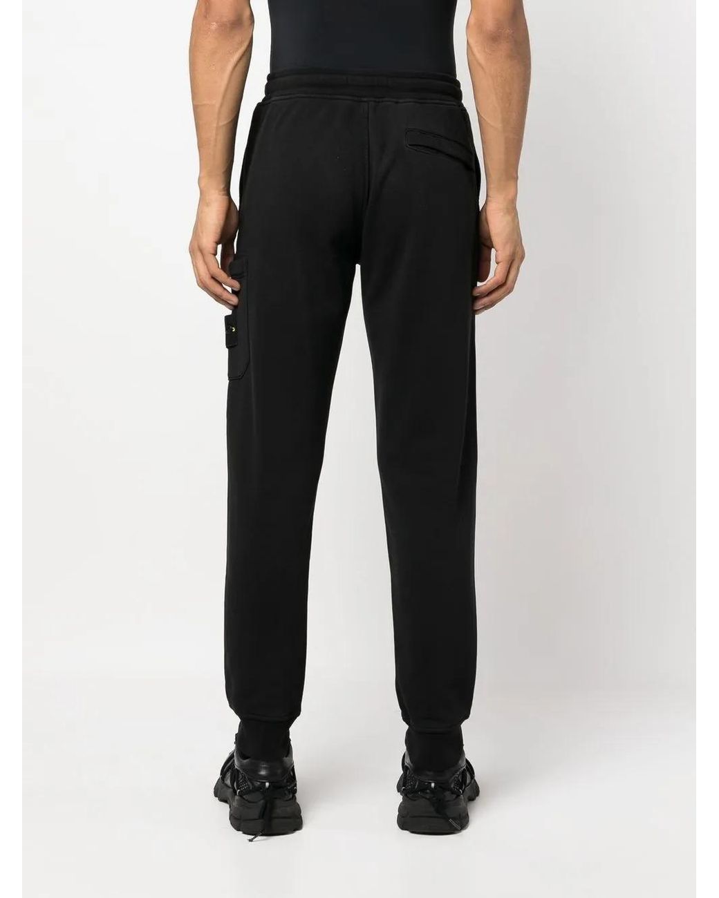 Stone Island Black Slim Fit Joggers With Pockets Organic Cotton Fleece for men
