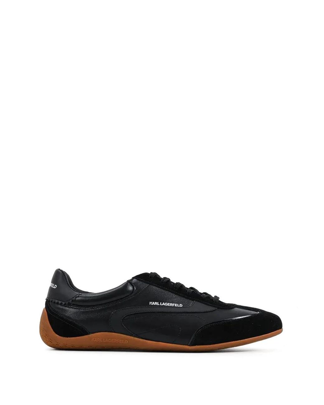 Karl Lagerfeld Black Panelled Leather Sneakers for men