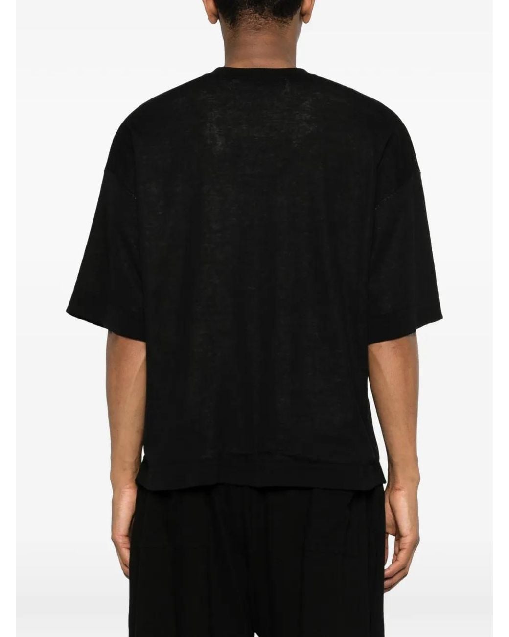 Isabel Benenato Black Short-Sleeve Crew-Neck Sweater for men