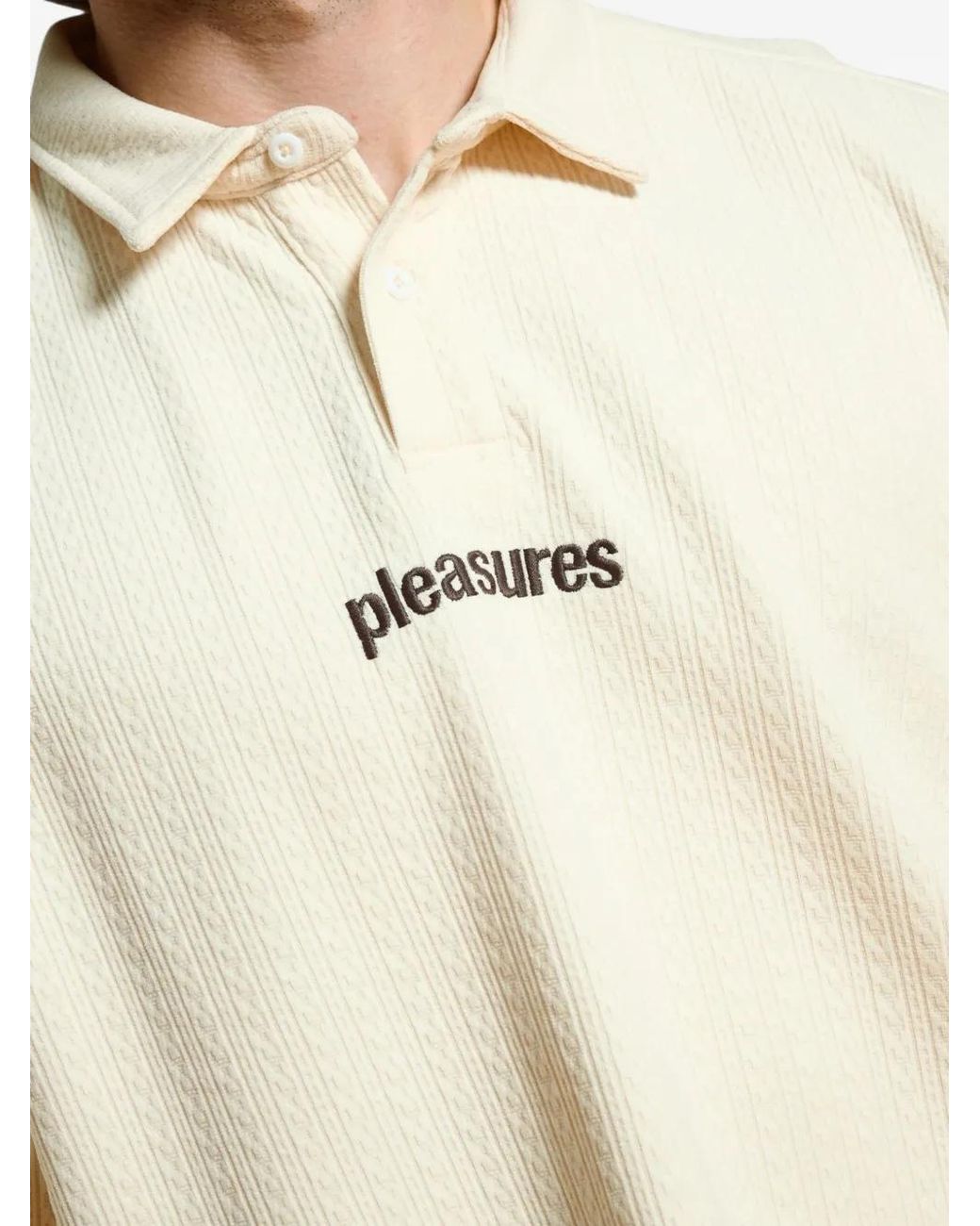 Pleasures White Logo-Embroidered Polo Shirt for men
