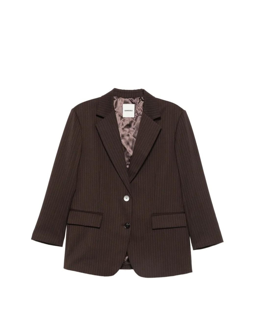 Sandro Brown Striped Suit Jacket