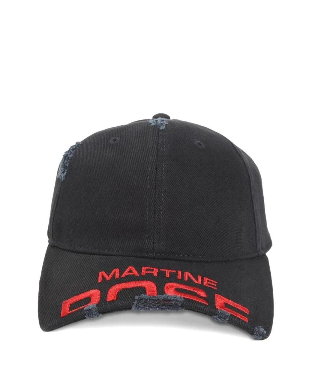 Martine Rose Black Distressed Embroidered Baseball Cap