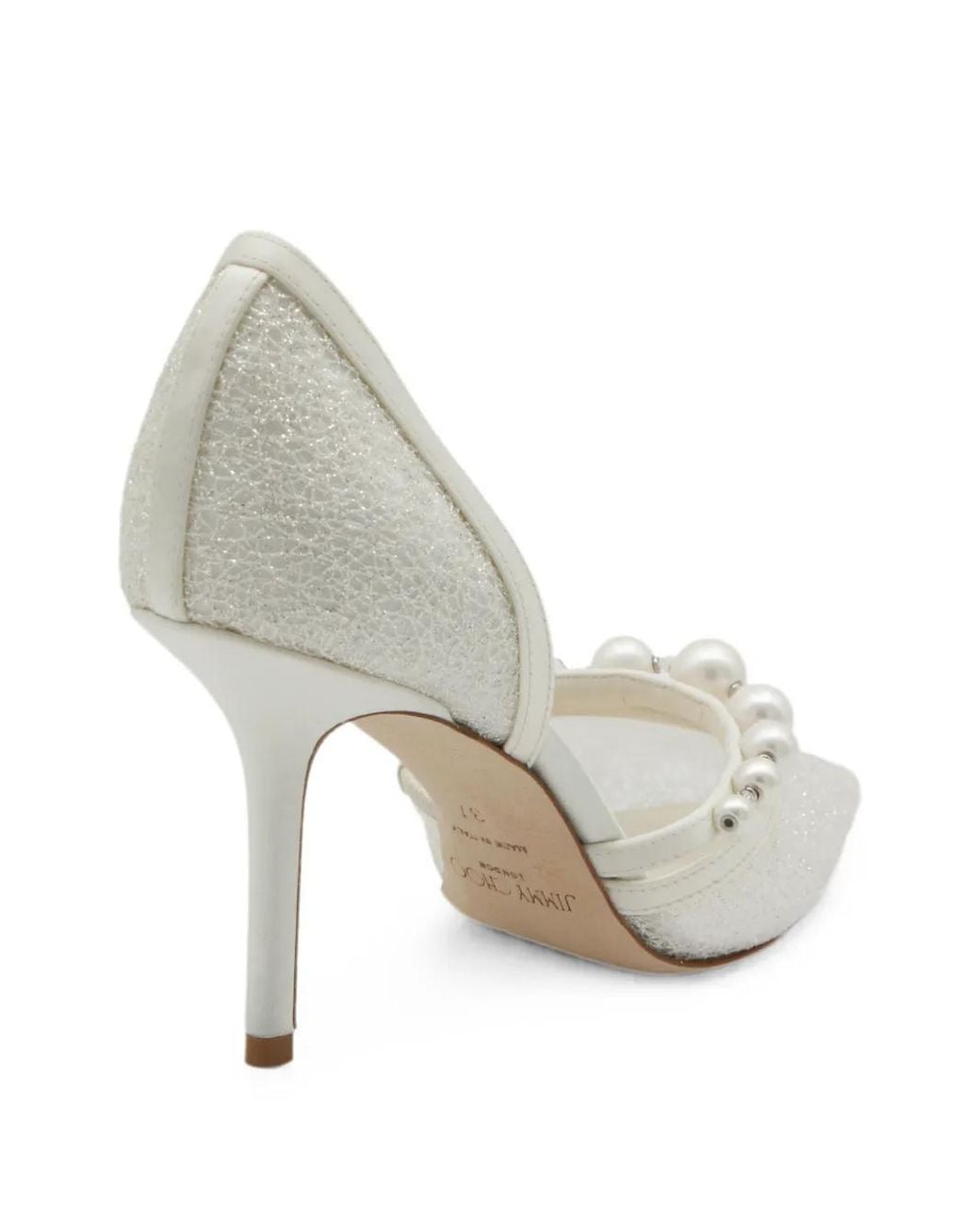 Jimmy Choo White Escarpins Aurelie 85 À Ornements De Perles