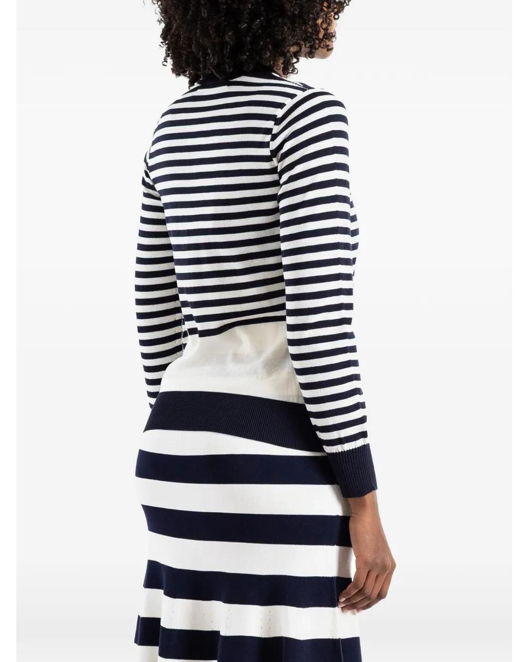 Junya Watanabe Red Round-Neck Striped Cardigan