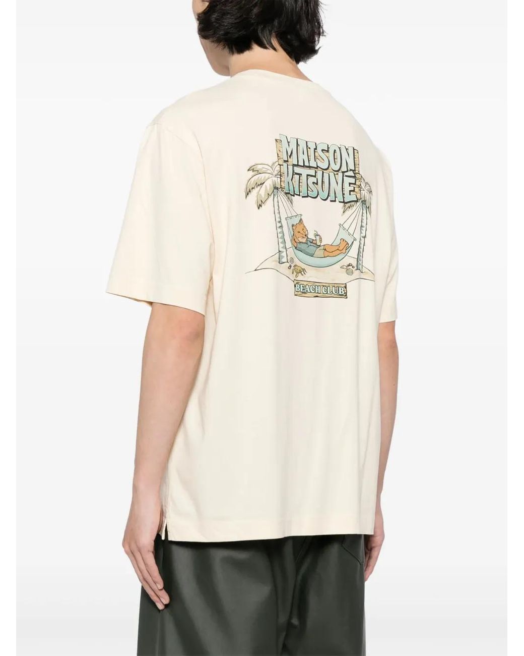 Maison Kitsuné White Graphic-Print Cotton T-Shirt for men
