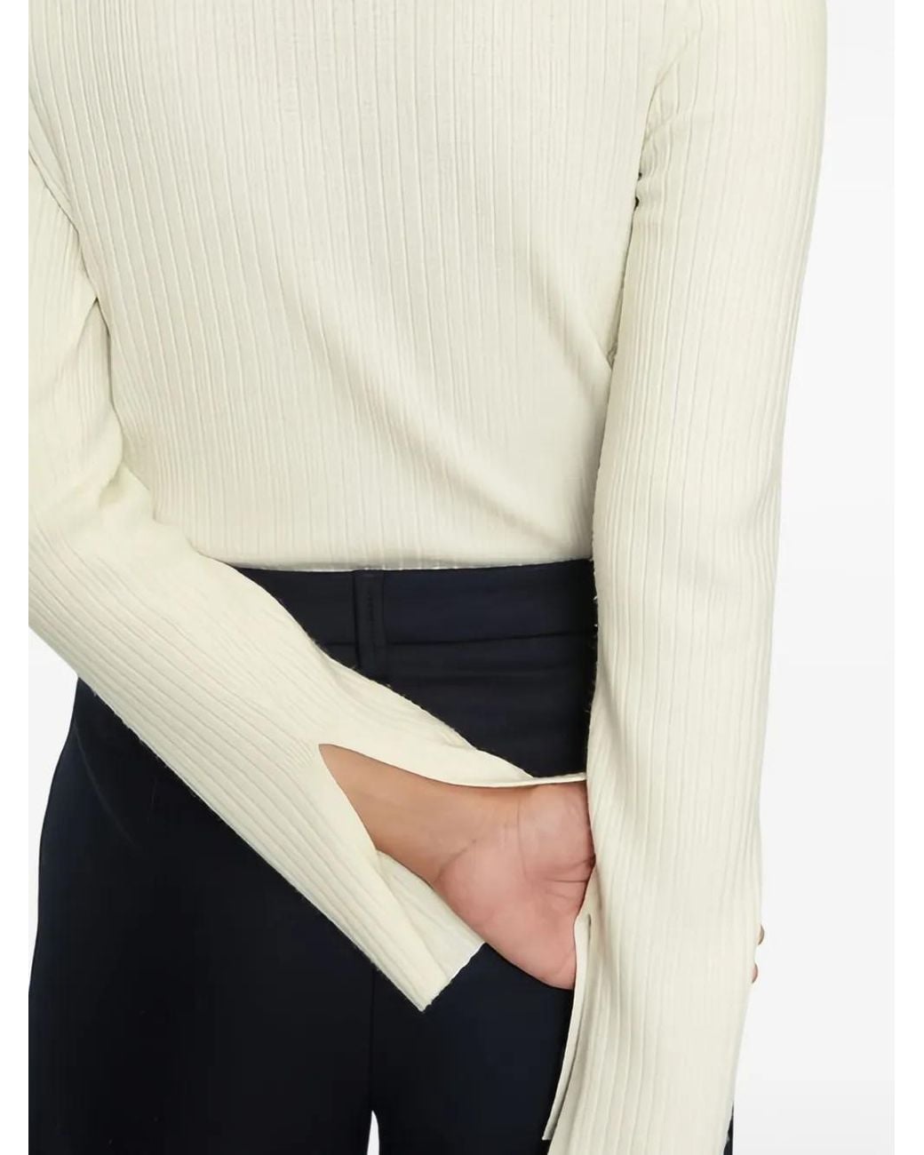 Marc O' Polo White Ribbed Long-Sleeve Top