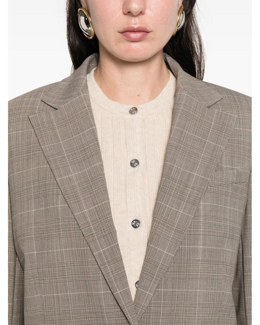 Maje Gray Checked Suit Jacket