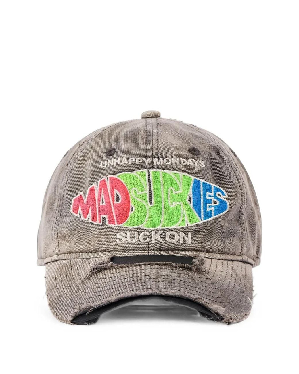 SAINT Mxxxxxx Gray X Madsaki Distressed Embroidered Cap for men