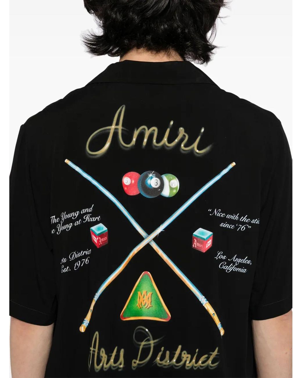 Amiri Black Pool Cue Bowling Shirt for men