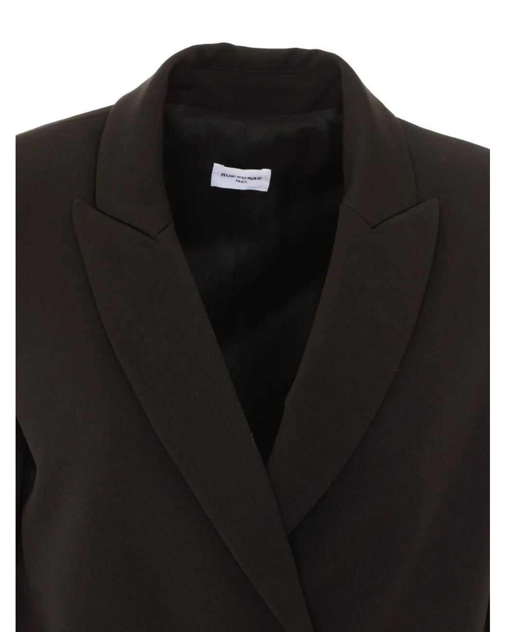 RUE DU BAC Black Double-Breasted Reinforced-Shoulder Blazer