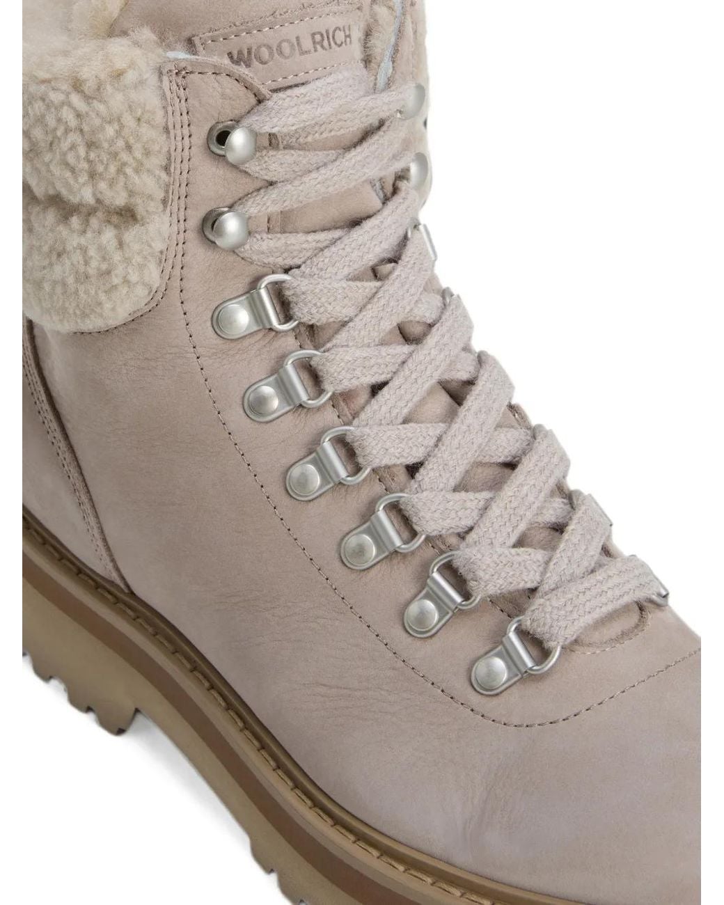 Woolrich Natural Bottines Lacées À Bords Texturés