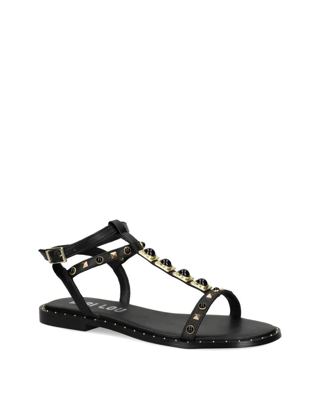 Bibi Lou Black Stud-Embellished Flat Sandals