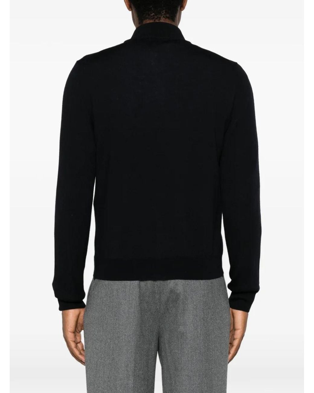 Heritage Black Zip-Up High-Neck Cardigan for men