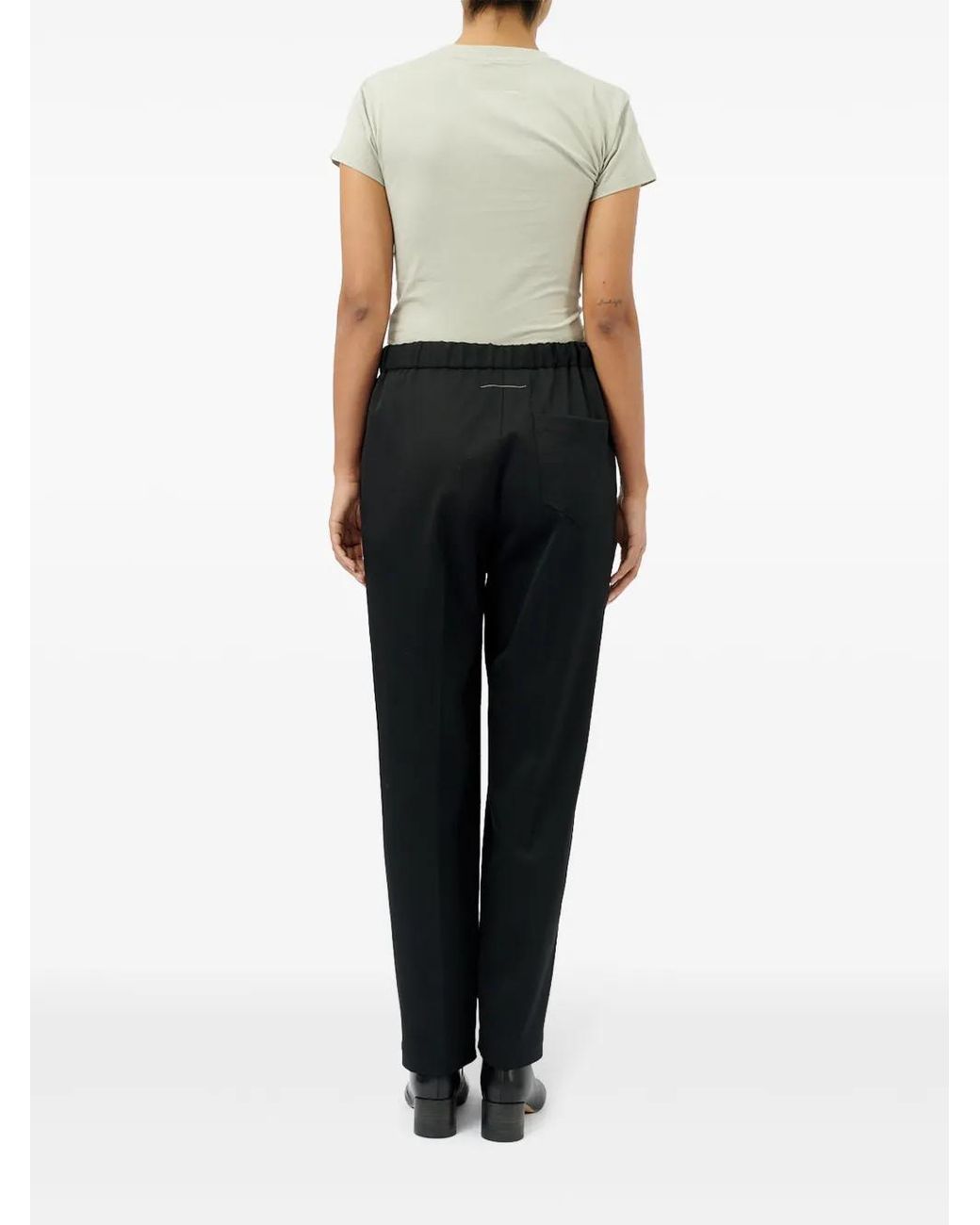 MM6 by Maison Margiela Black Drawstring Tailoring Wool Trousers