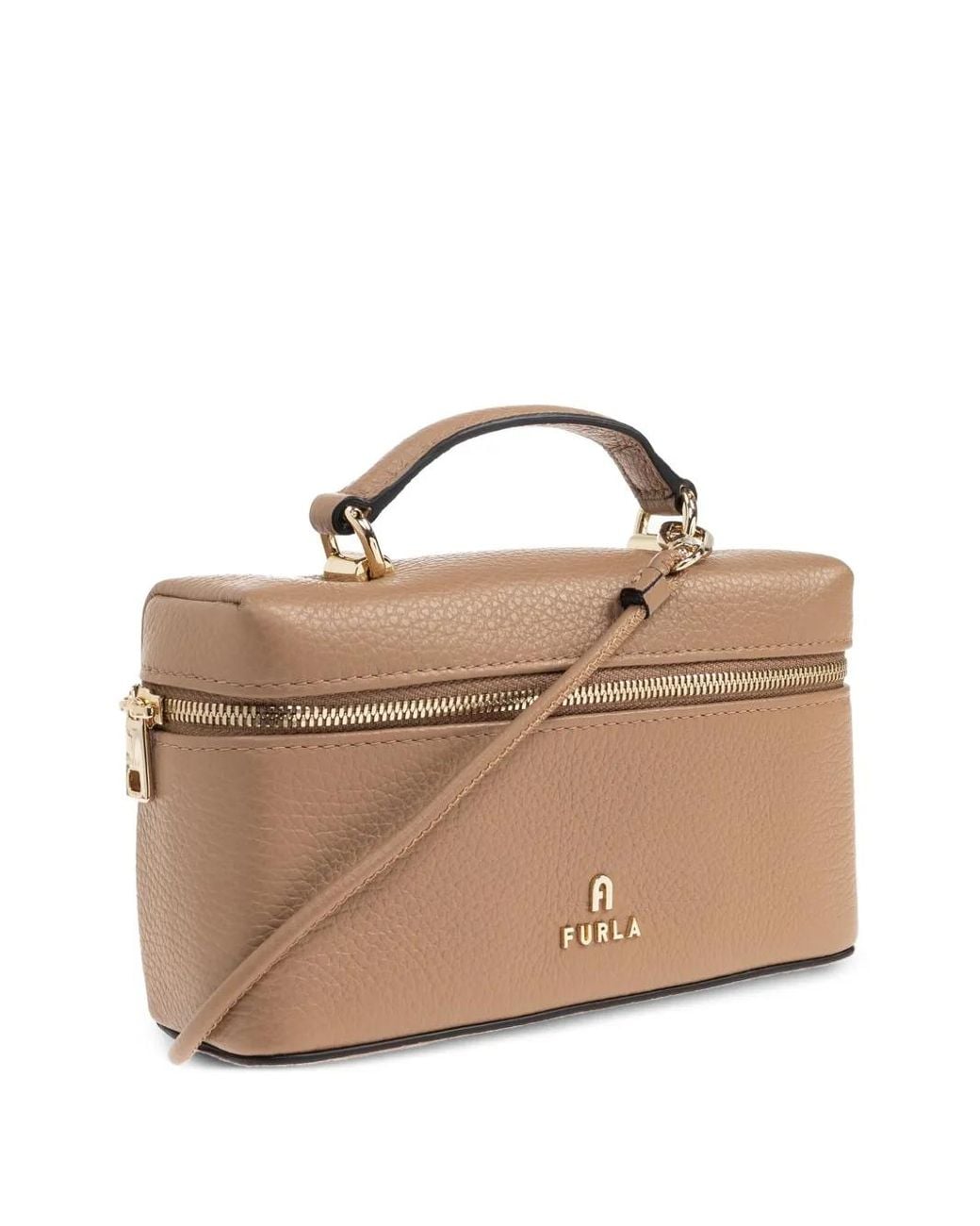 FURLA トップハンドルバッグ ベージュ Furla Camelia Top-Handle Zip-Top Bag in Natural | Lyst