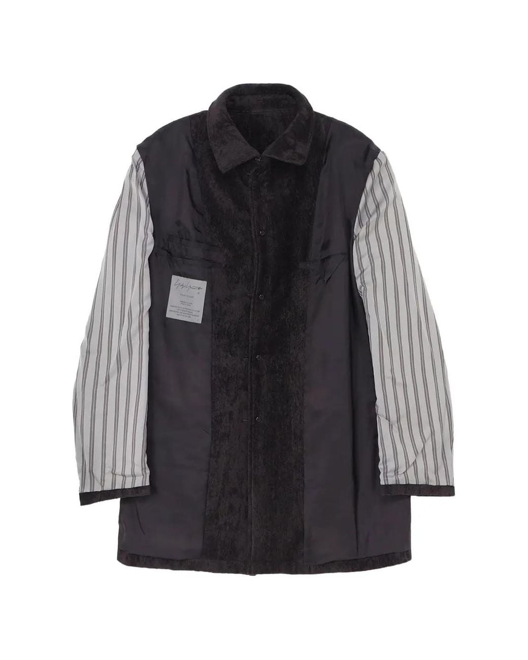 Yohji Yamamoto Black Striped Coat for men