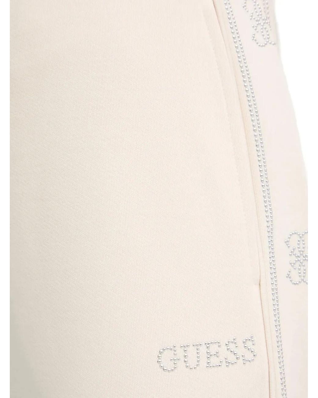 Guess White Rhinestone Drawstring Track Pants