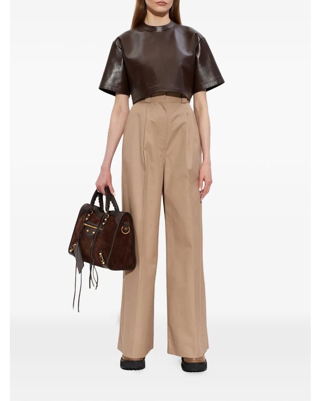 Balenciaga Brown Buckle-Fastening Leather Mules