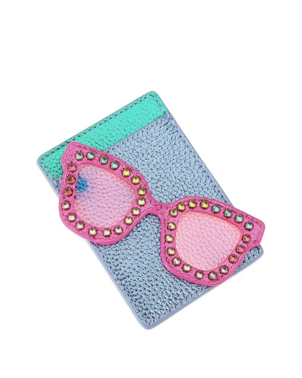 Kurt Geiger Gray Sunglasses-Motif Leather Card Holder