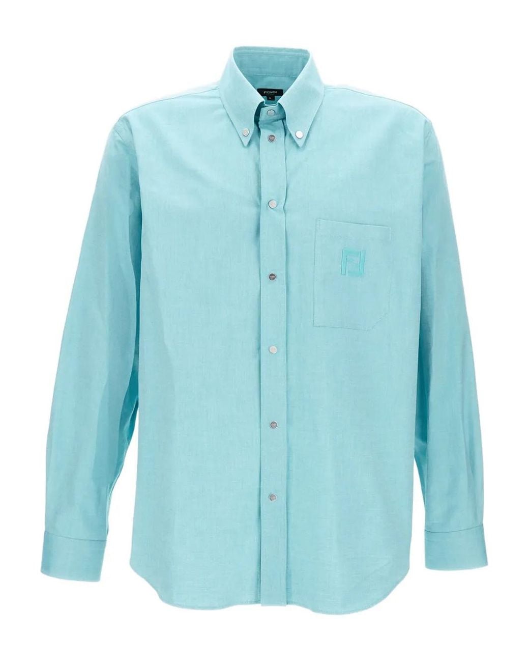 Fendi Blue Shirt With Embroidery for men