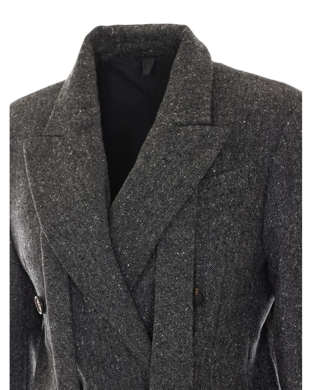 Brunello Cucinelli Black Double-Breasted Tweed Blazer