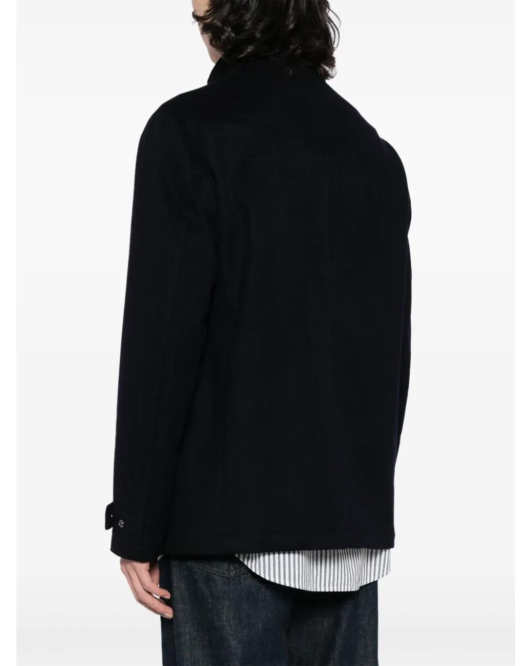 Paul & Shark Black Cashmere Zip-Up Coat for men