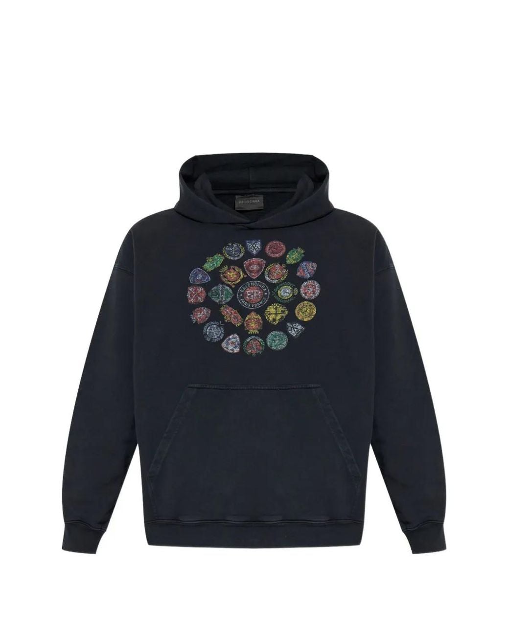 Balenciaga Blue Graphic-Print Hoodie for men