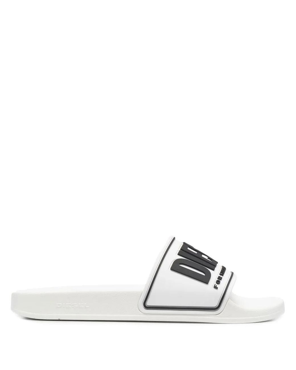DIESEL White Sa-Mayemi Cc Logo-Embossed Slides