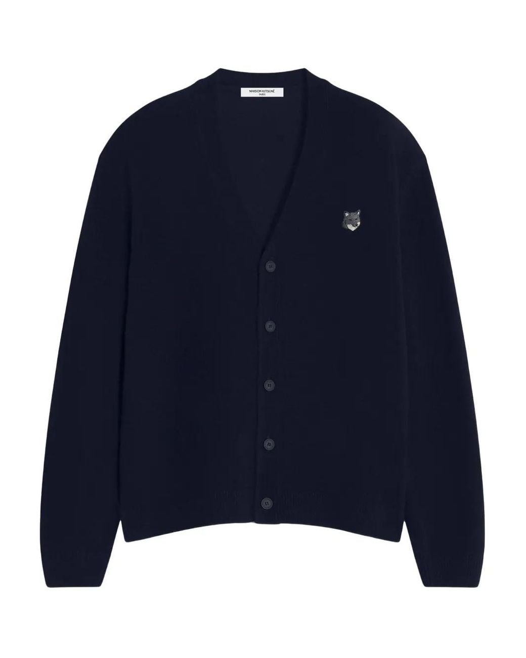 Maison Kitsuné Blue Fox Head-Embroidered Cardigan for men