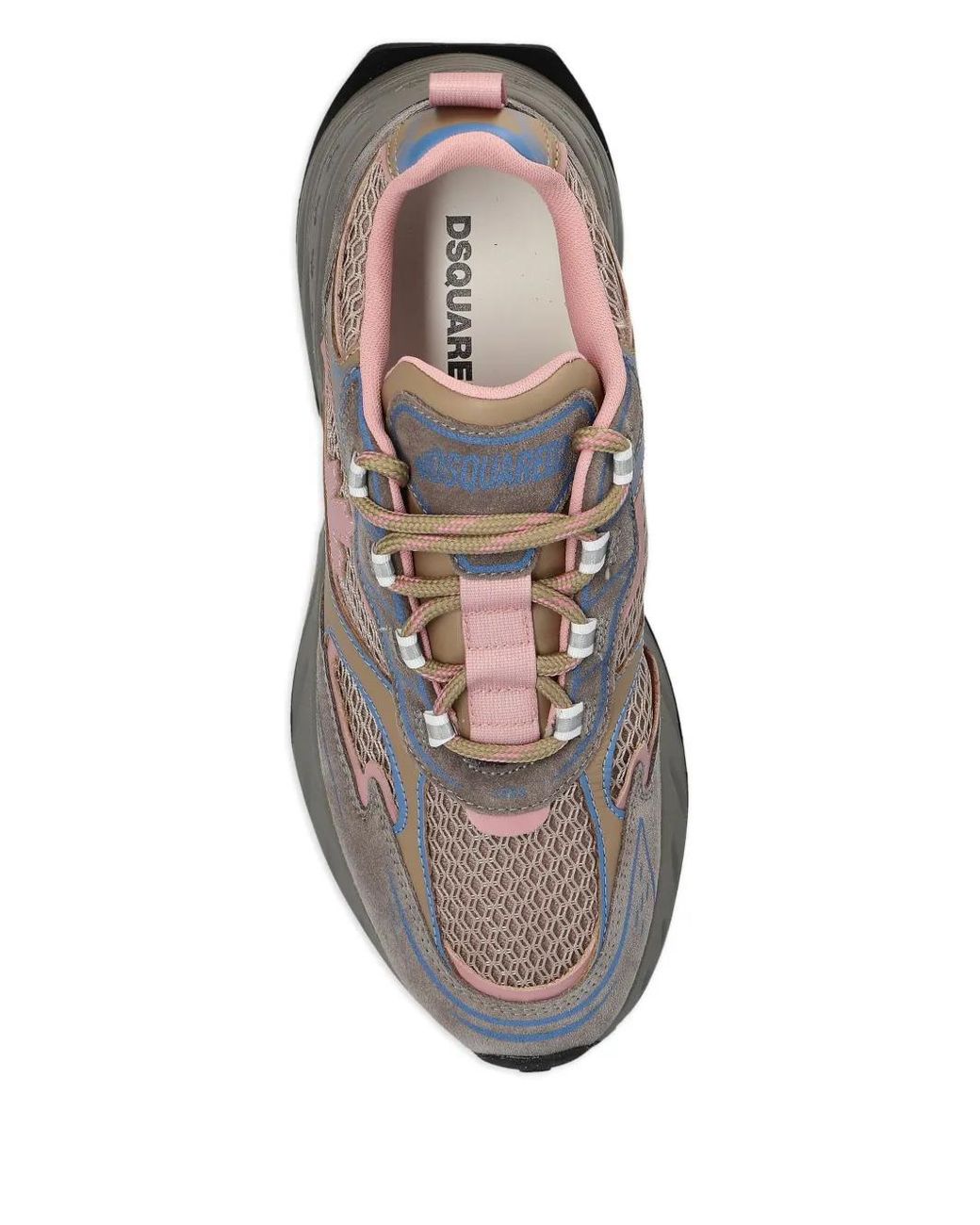 DSquared² Gray Sprinter Suede-Leather Mesh Sneakers