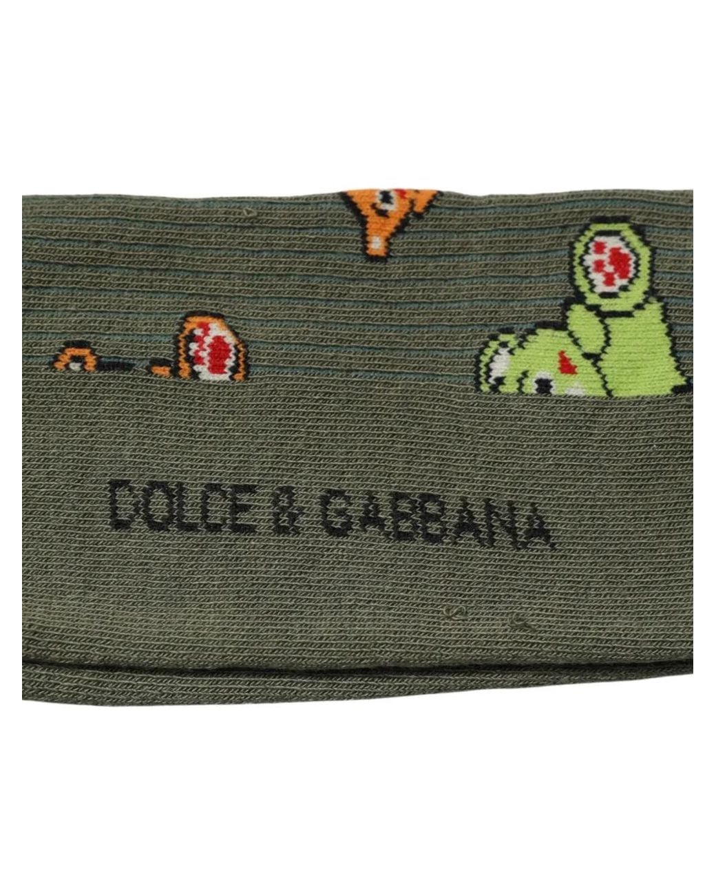 Dolce & Gabbana Green Dg Bear-Pattern Socks for men