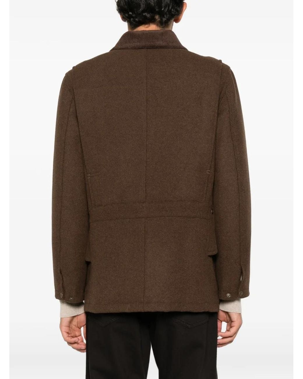 Sebago Brown Corduroy-Collar Button-Fastening Jacket