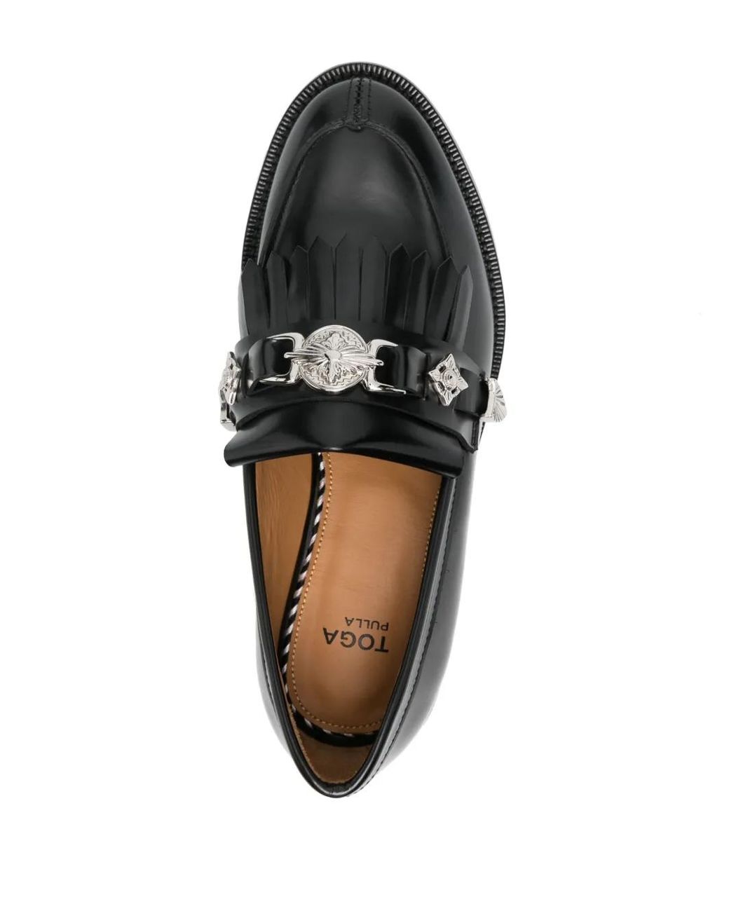 Toga Black Stud-Embellished Leather Loafers