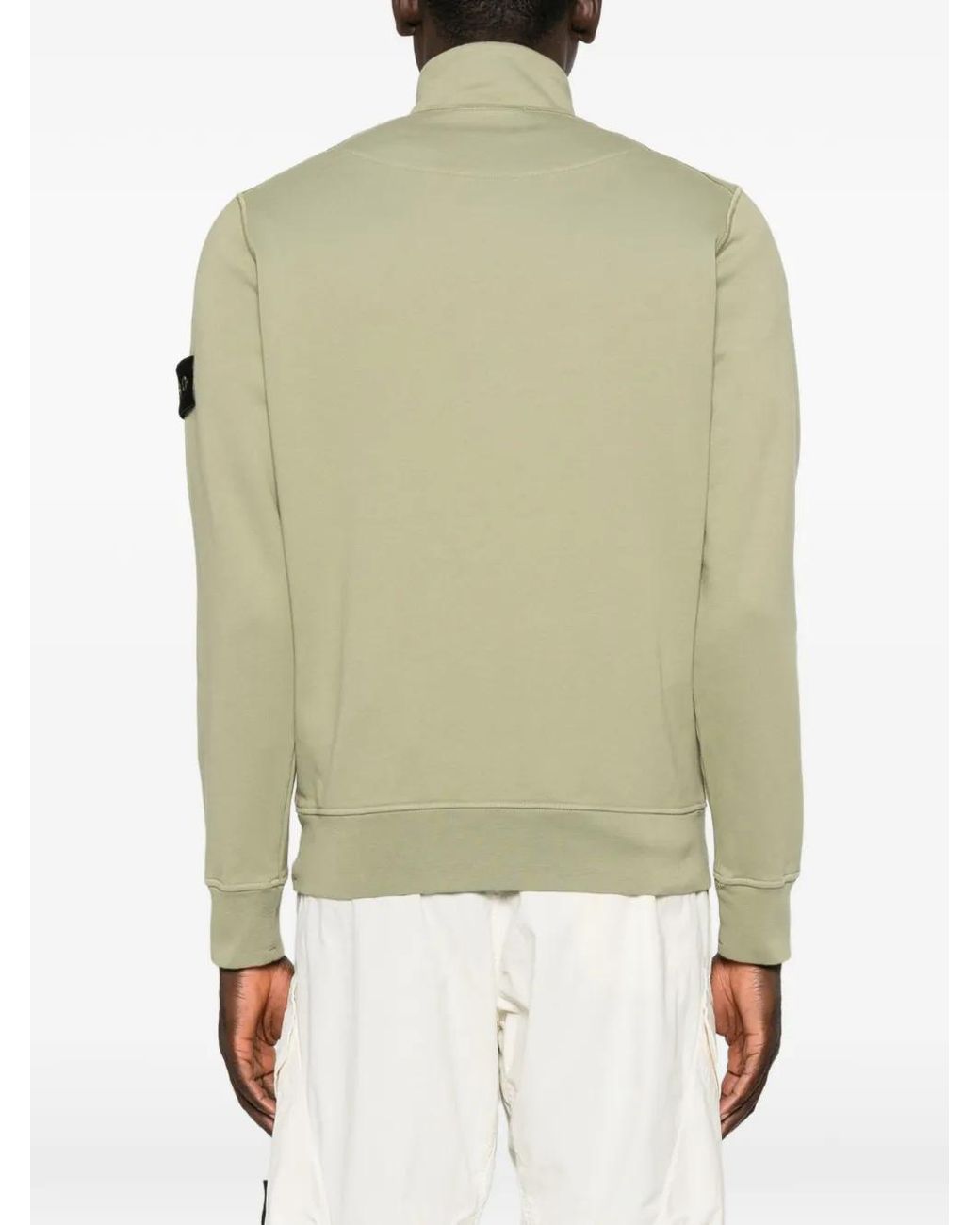 Stone Island Green Logo-Patch Half-Zip Sweater for men
