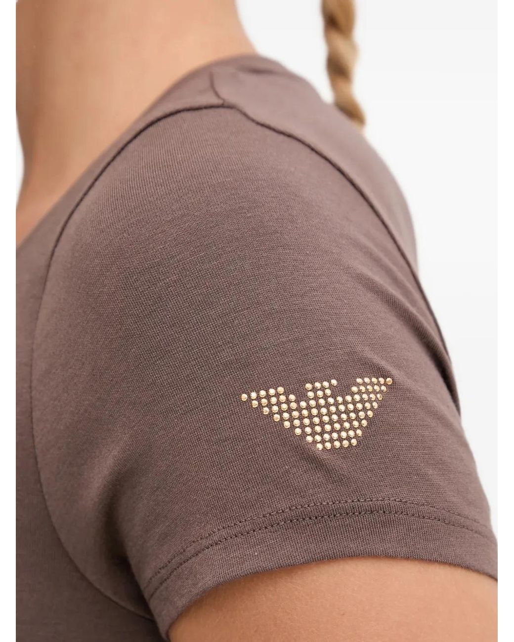 EA7 Gray Logo-Embellishment T-Shirt