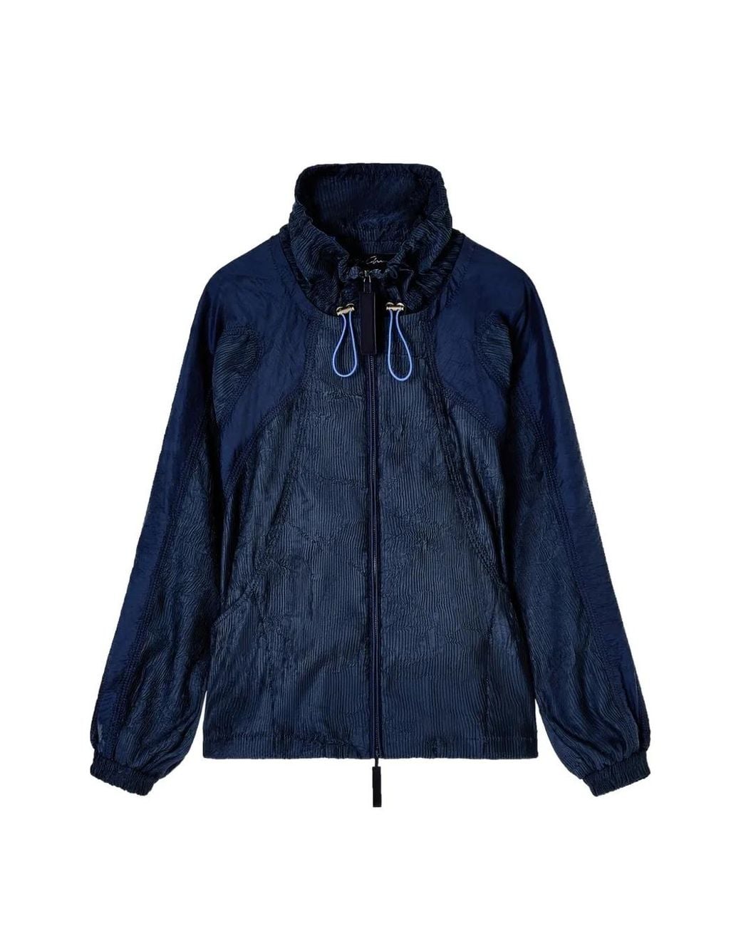 Giorgio Armani Blue Crinkled-Finish Zip-Fastening Jacket