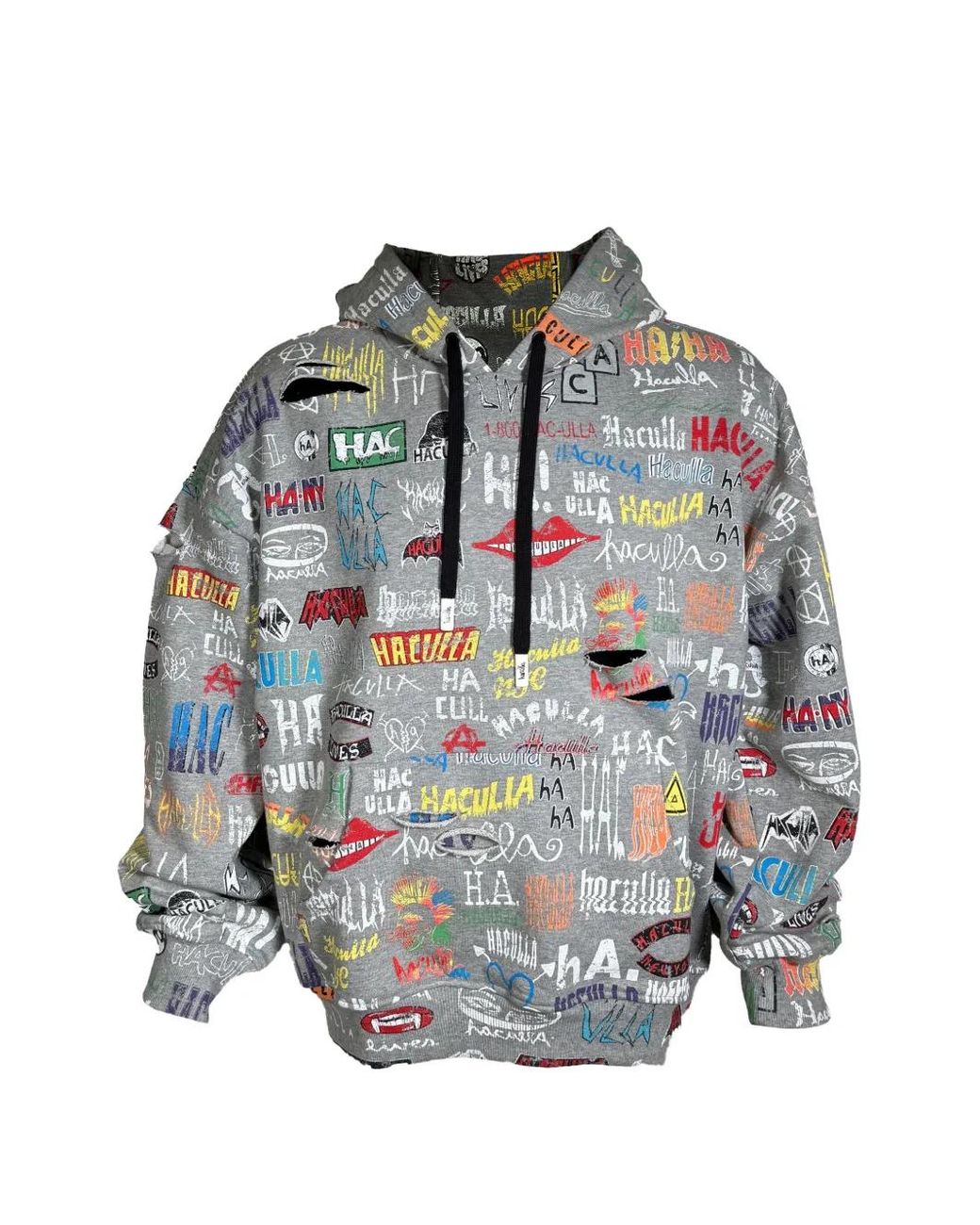 Haculla Gray Logo-Print Hoodie for men