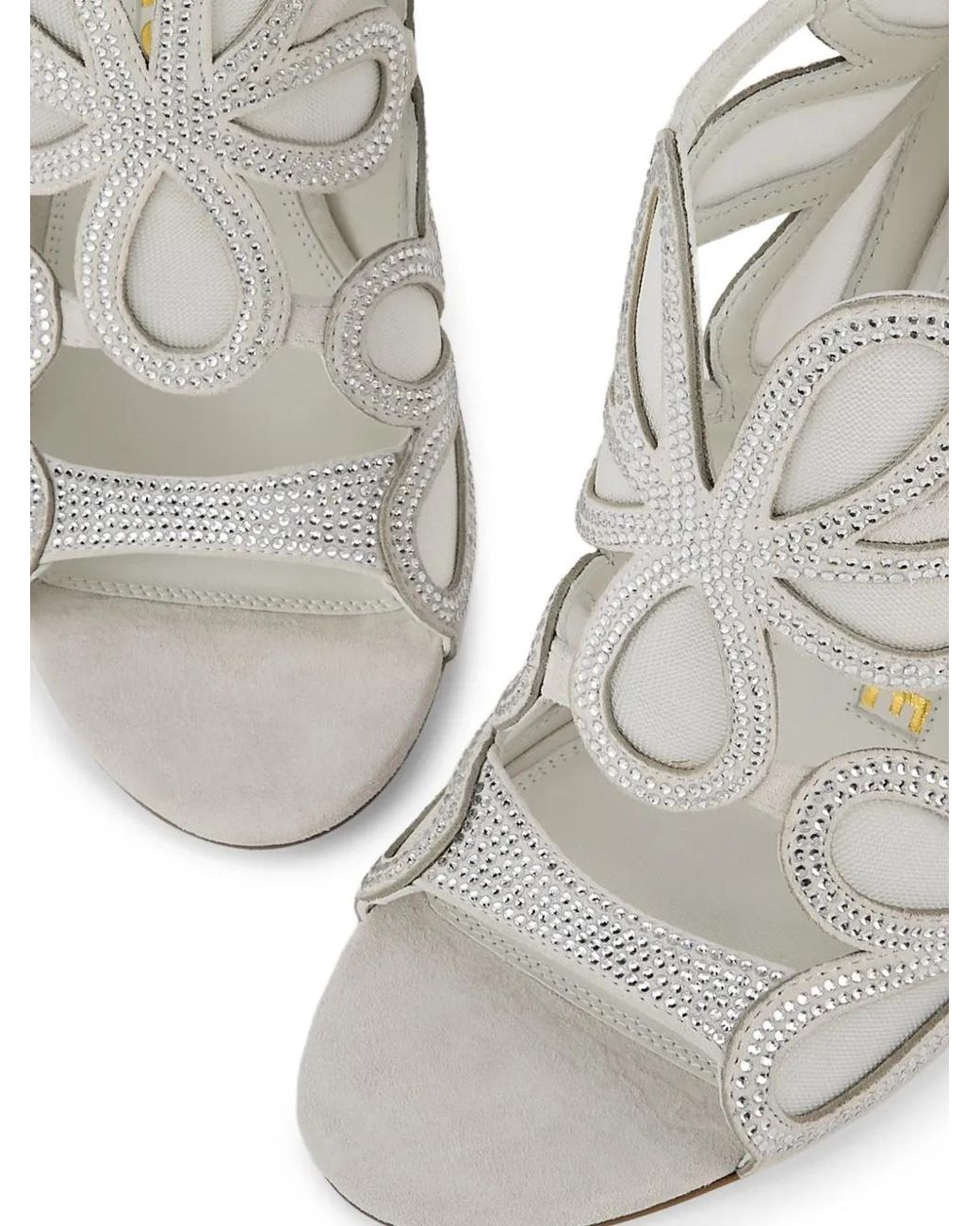 Kat Maconie White Crystal-Embellished Cutout Sandals